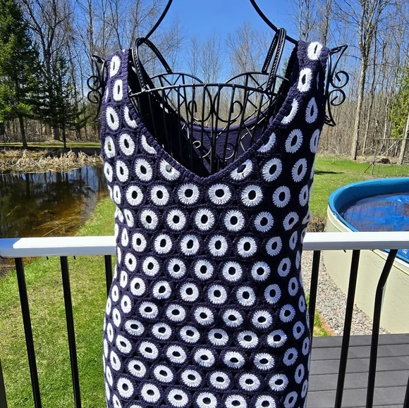 Boden Elana Crochet Navy and White dress, EUC, size 10. - Picture 8 of 14